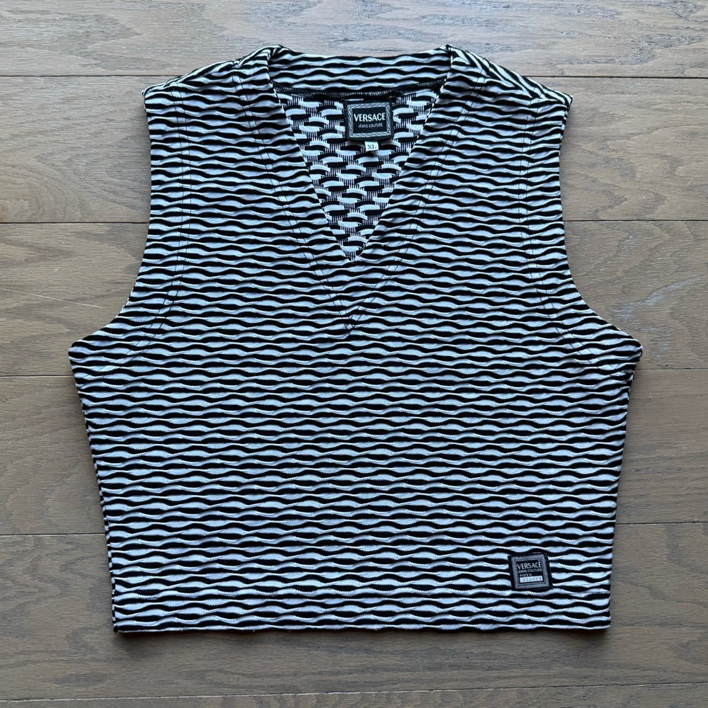 Vintage Versace Jeans Couture black & white Crop Top